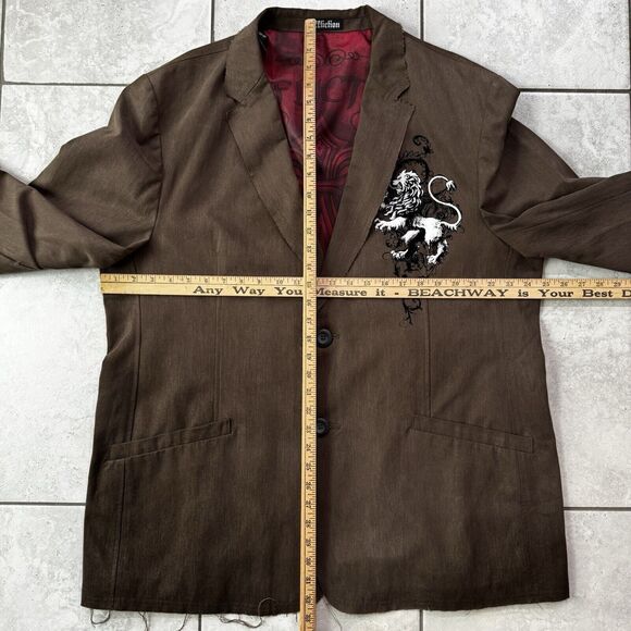 VTG Affliction Red Label Premium Men's Goth Blazer Jacket XL 48-50 Graphic RARE - Picture 10 of 14